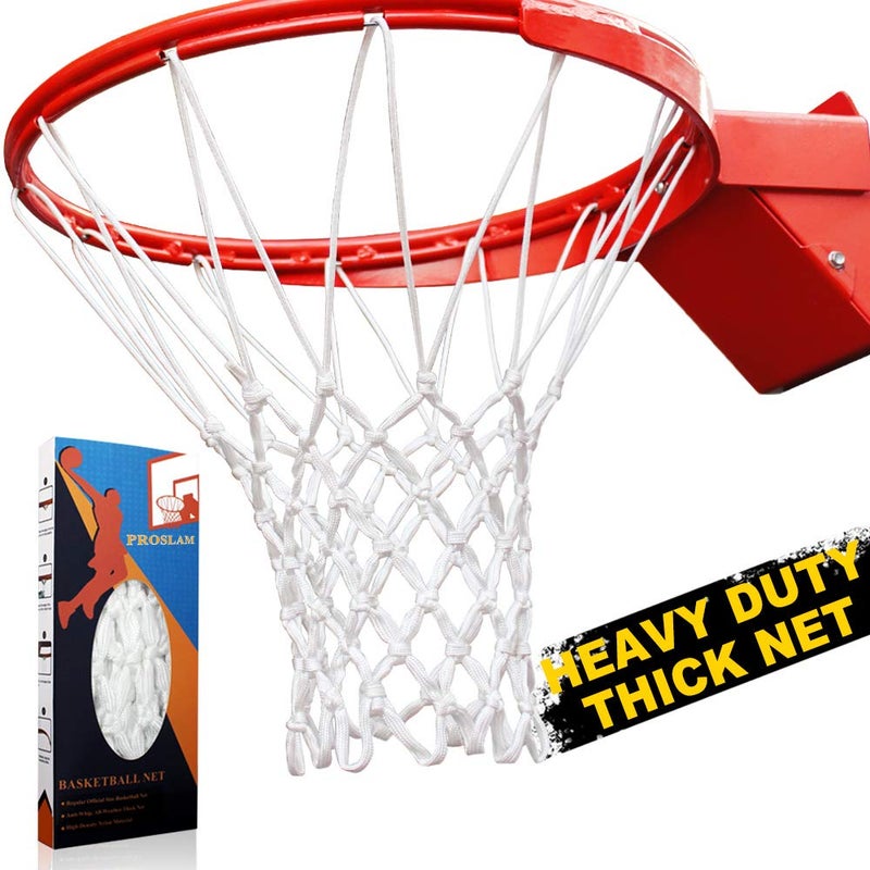 ProSlam Premium Quality Professional Heavy Duty Basketball Net Replacement - All Weather Anti Whip, Fits Standard Indoor or Outdoor Rims(Professional Standard Size, White) - Image 1